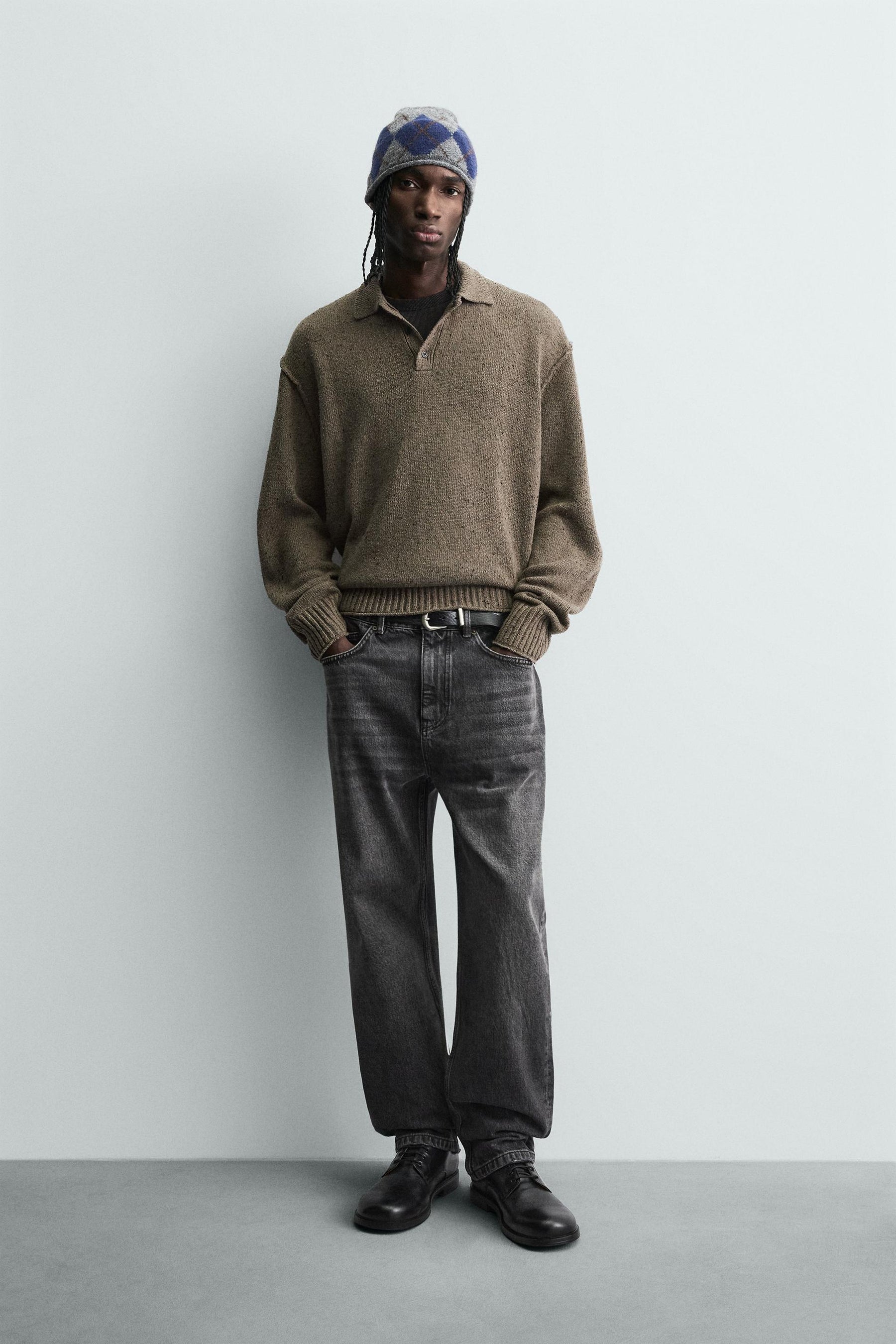 RELAXED FIT KNIT POLO SHIRT - Image 1