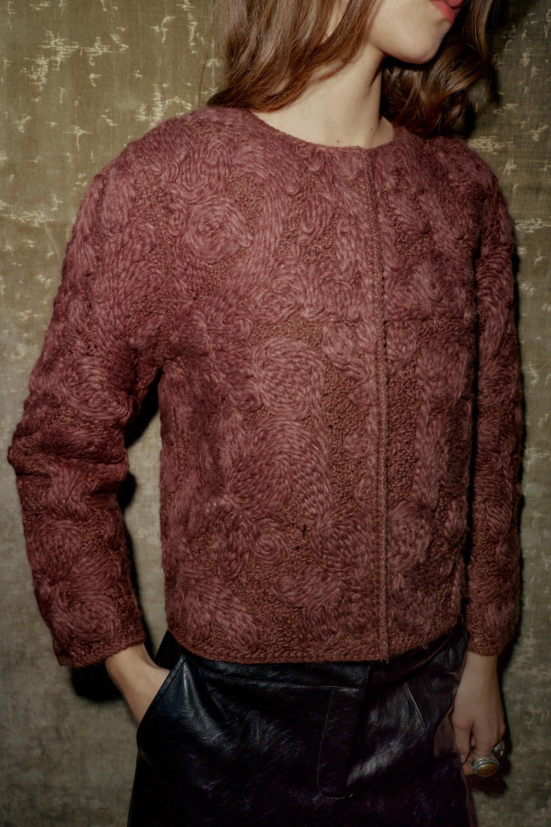 Woll-Makramee-Strickjacke
