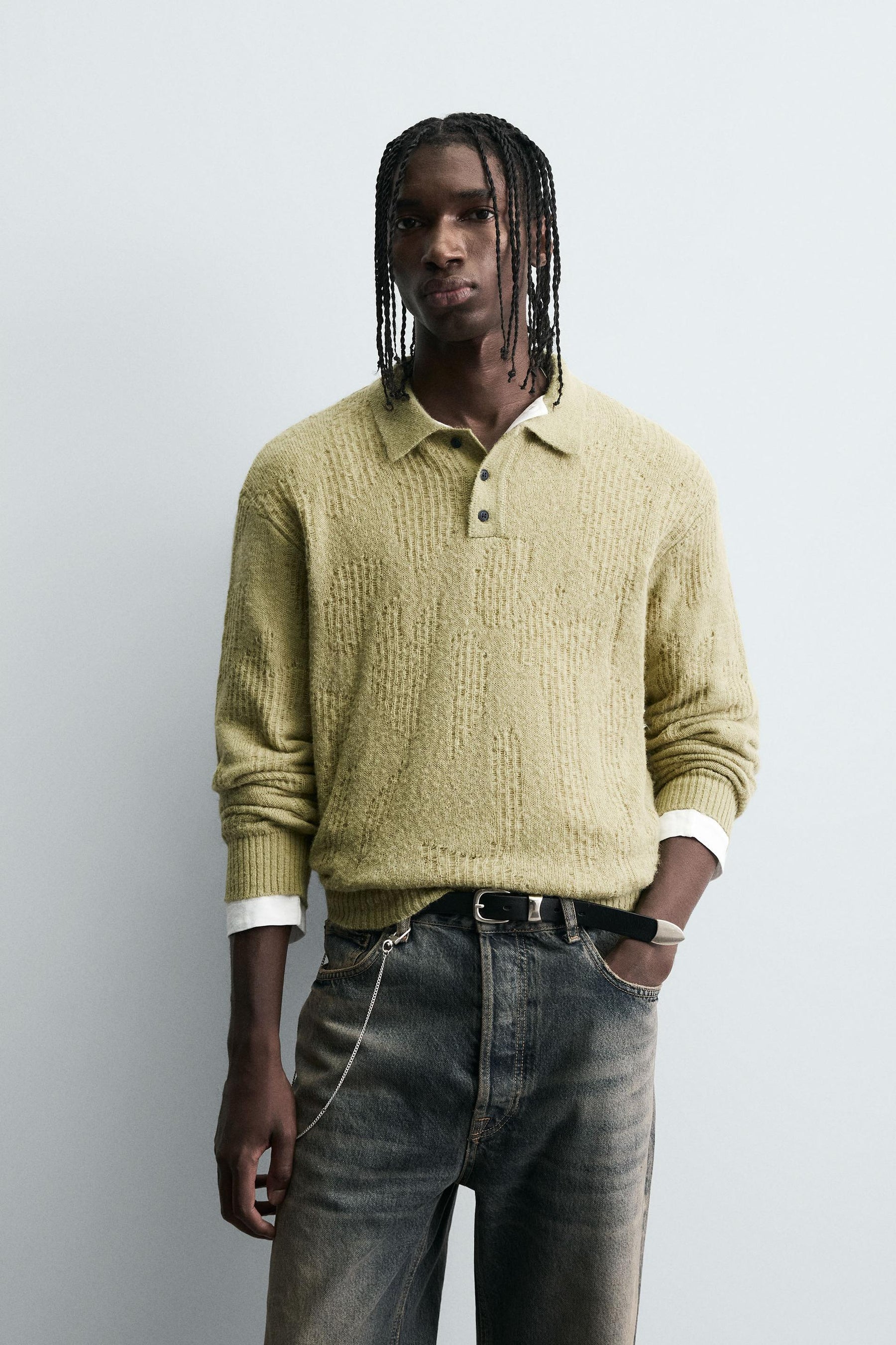 KNIT OPEN-WORK POLO SHIRT - Image 2