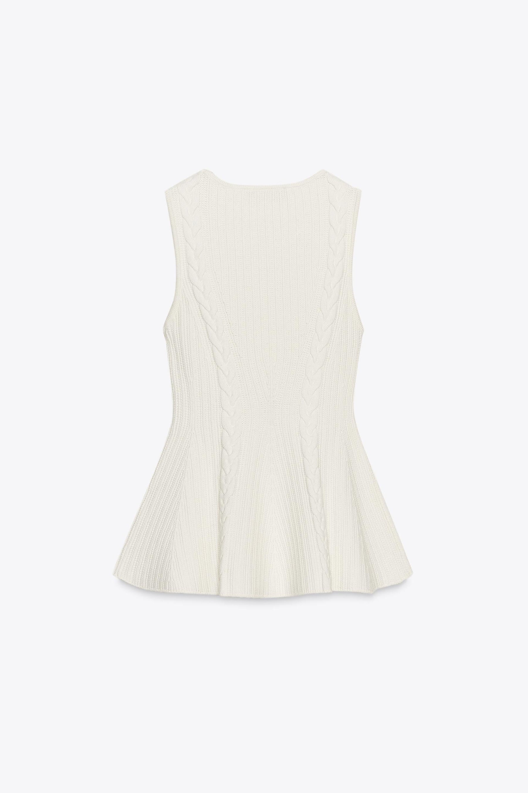 CABLE KNIT PEPLUM TOP - Image 7