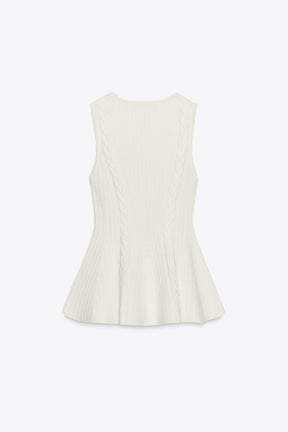 CABLE KNIT PEPLUM TOP - Image 7