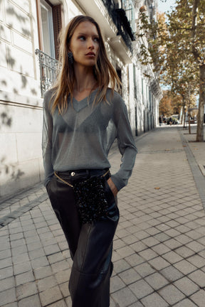 METALLIC THREAD KNIT JUMPER