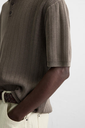 WASHED TEXTURED KNIT POLO SHIRT - Image 5
