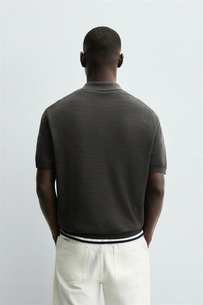 TEXTURED KNIT POLO SHIRT - Image 3