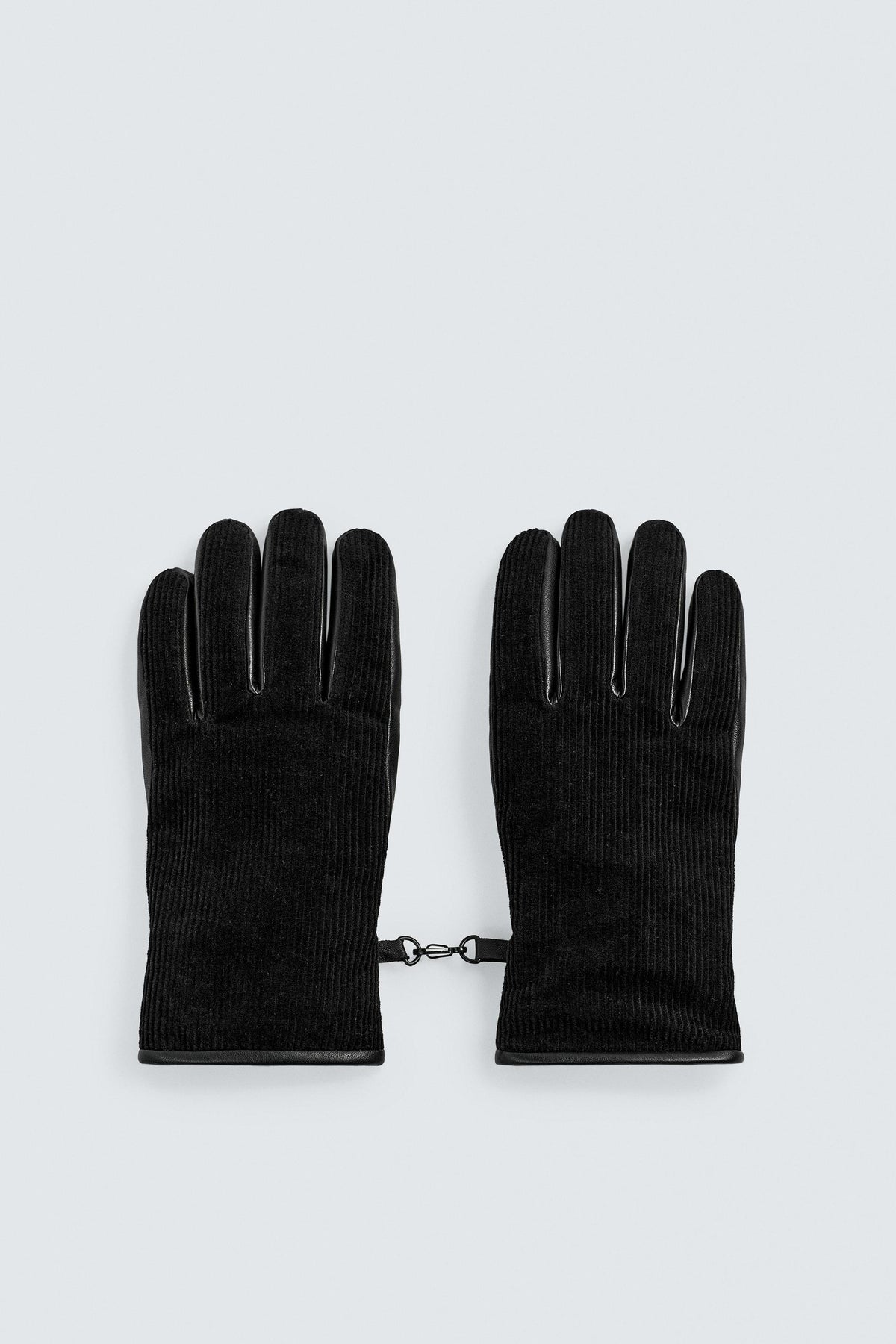 CONTRAST LEATHER AND CORDUROY GLOVES - Image 1