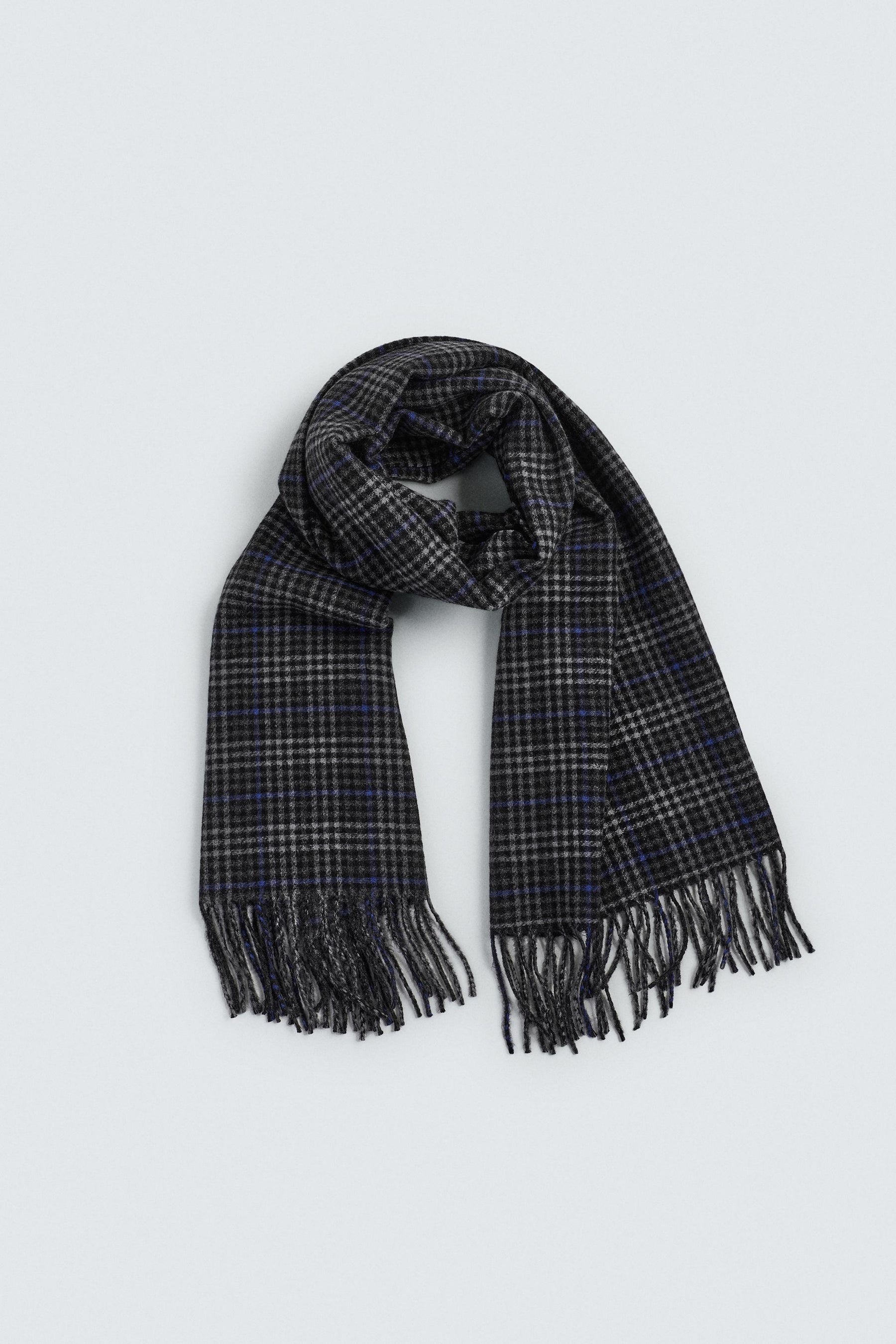 CHECK SCARF WITH FRINGED EDGES - Image 2