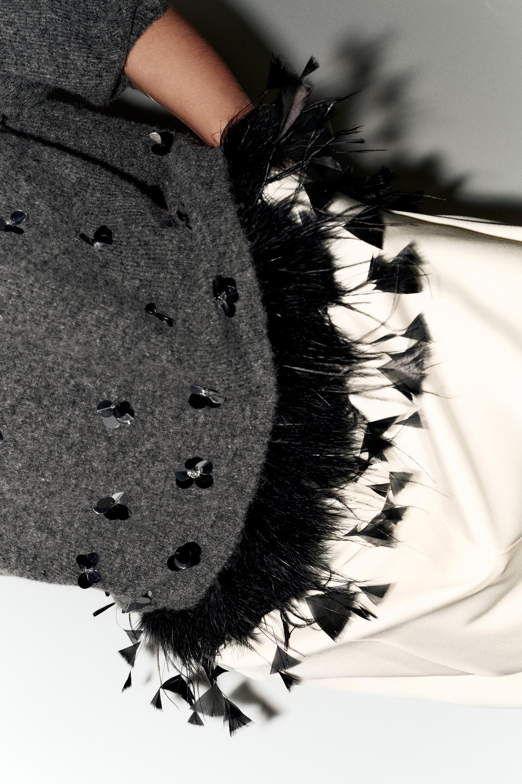 Sequin Feather Wool Jumper