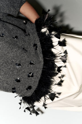 Sequin Feather Wool Jumper