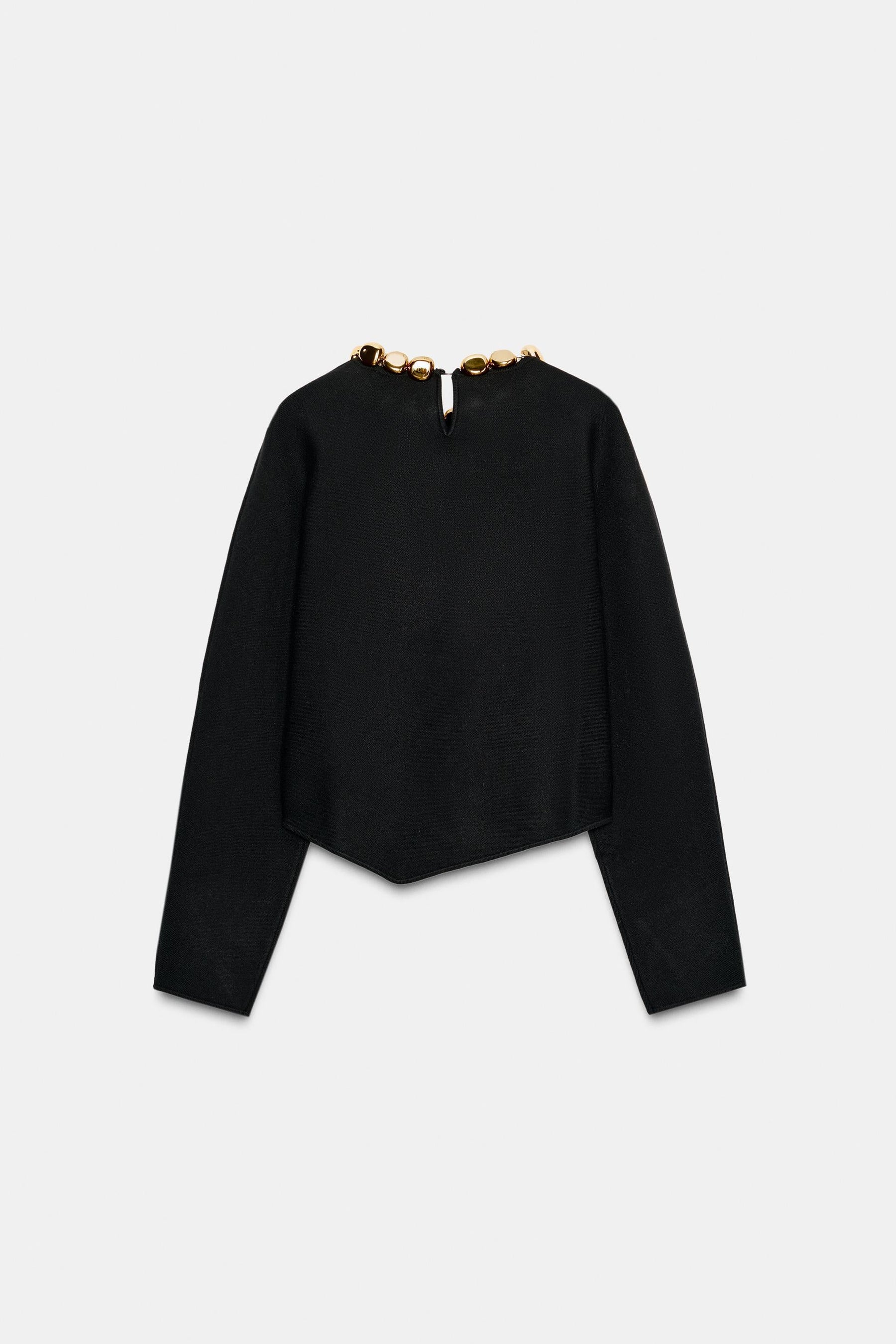 BEADED NECK KNIT JUMPER