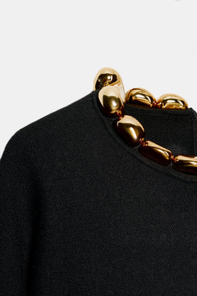 BEADED NECK KNIT JUMPER