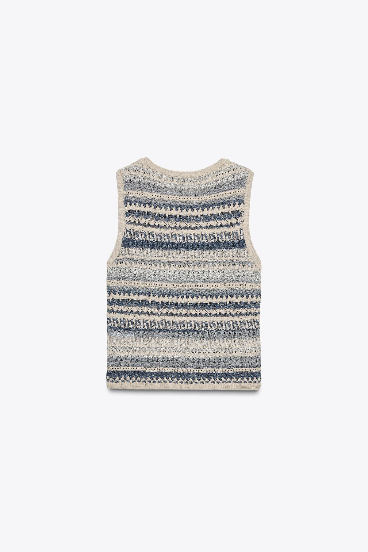 STRIPED TEXTURED KNIT SLEEVELESS TOP - Image 1