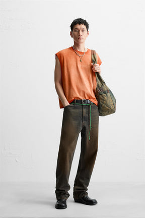 WASHED EMBROIDERED TANK TOP - Image 1