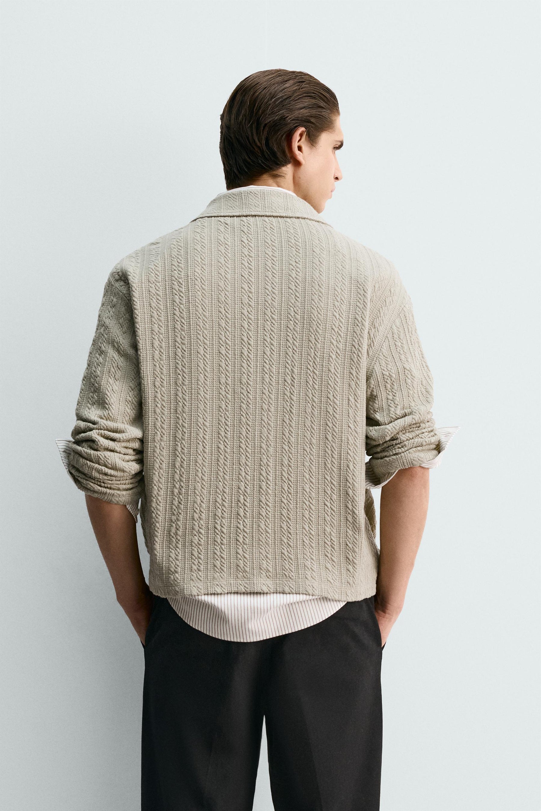TEXTURED CABLE-KNIT JACKET WITH ZIP - Image 3