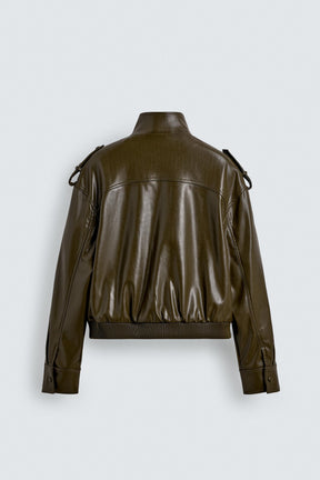Cropped Faux Leather Jacket