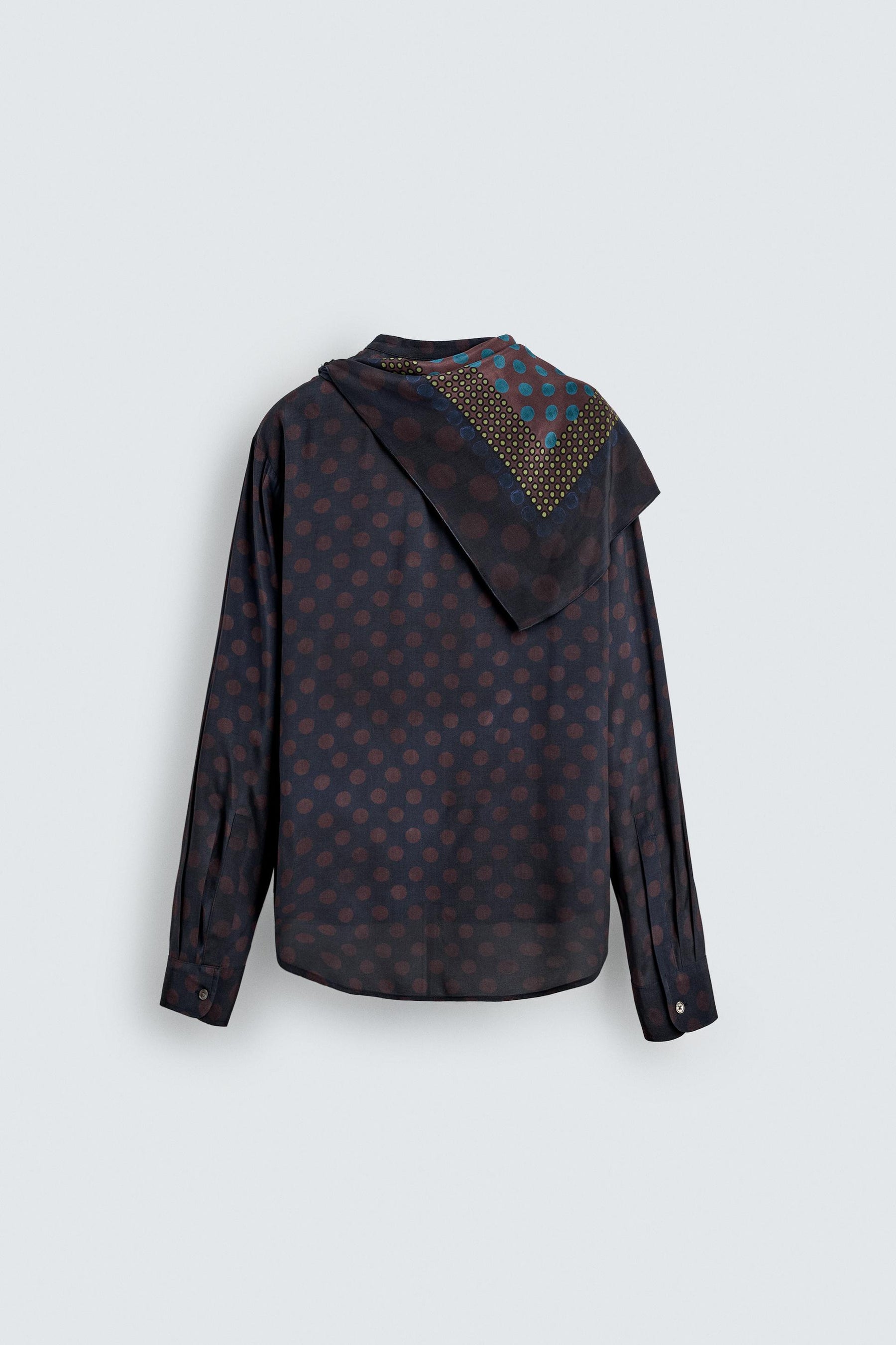 LIMITED EDITION POLKA DOT SCARF FLOWING SHIRT - Image 8