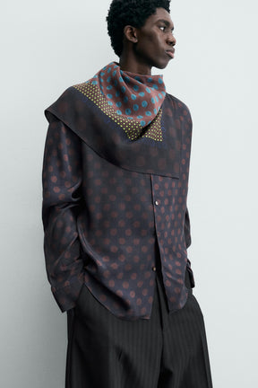 LIMITED EDITION POLKA DOT SCARF FLOWING SHIRT - Image 5
