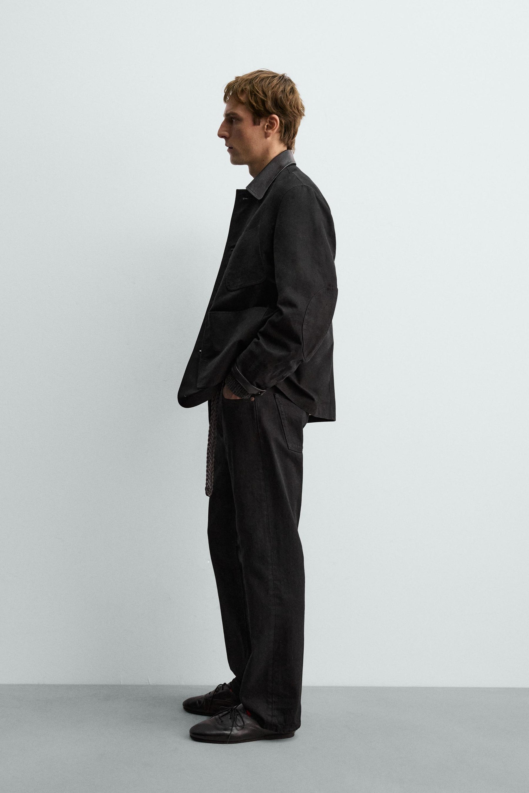 LEATHER COMBINATION JACKET AARON LEVINE X - Image 4