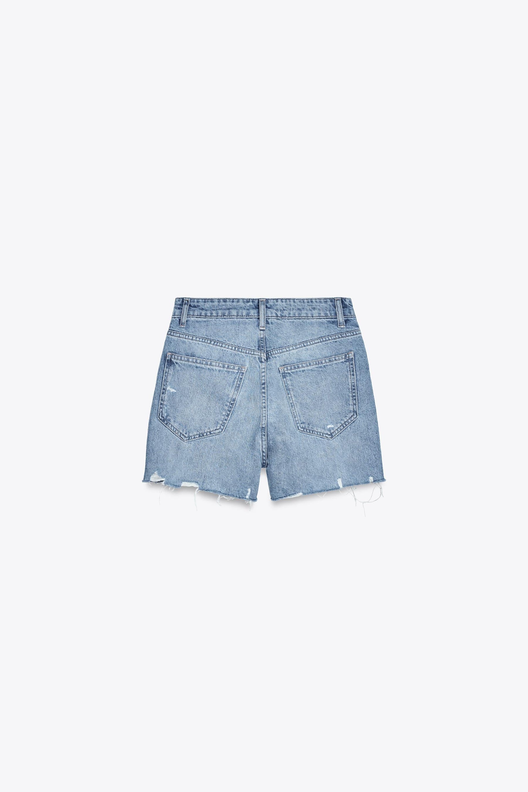 High-waist denim bermuda shorts