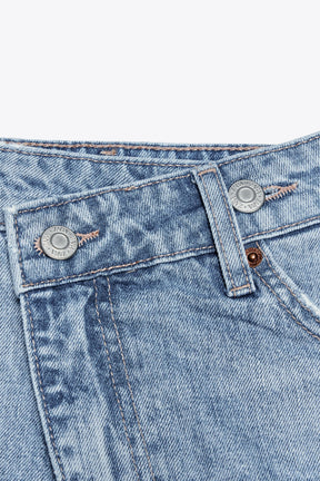 High-waist denim bermuda shorts