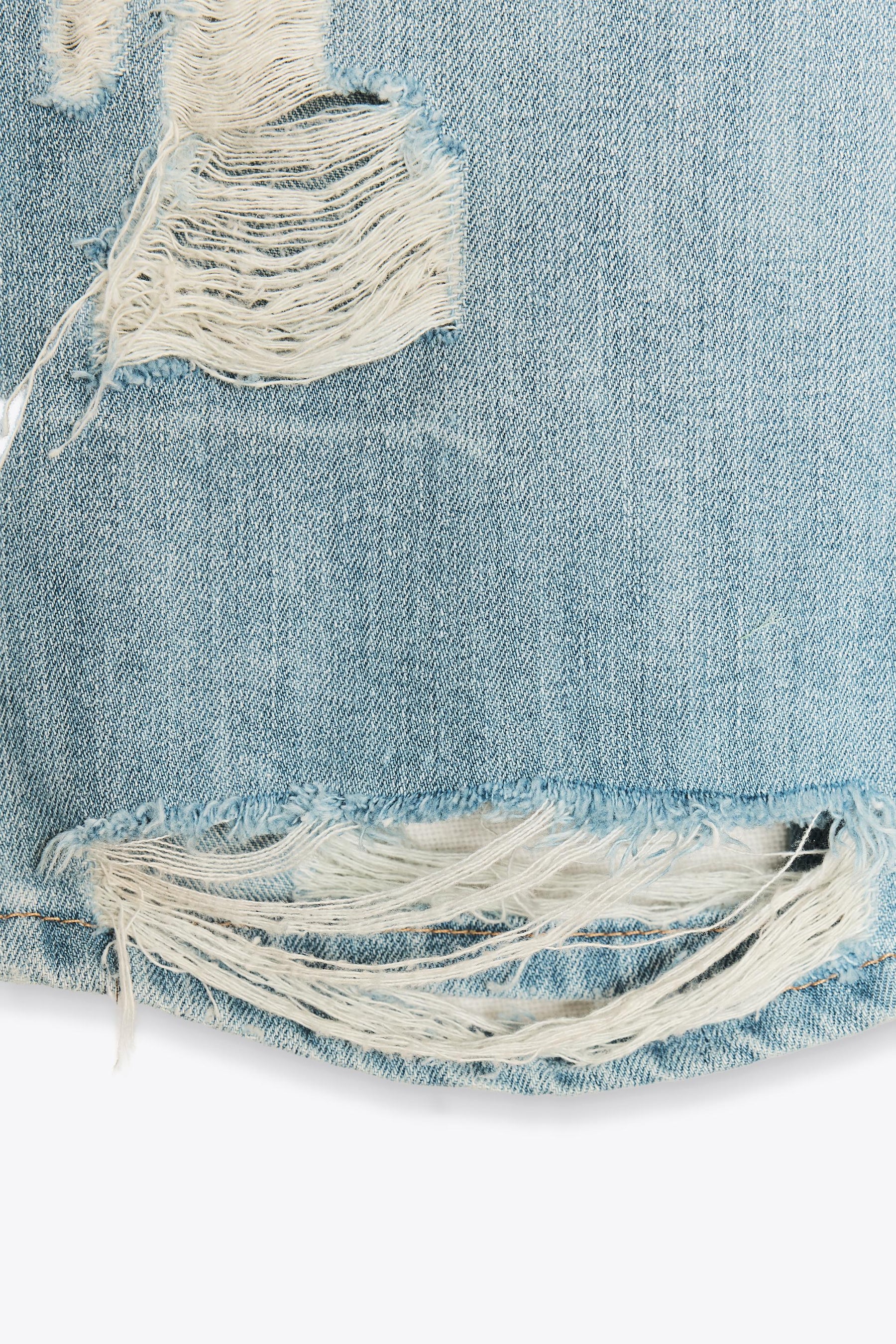 Ripped Denim Bermuda Shorts