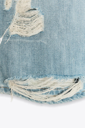 Ripped Denim Bermuda Shorts