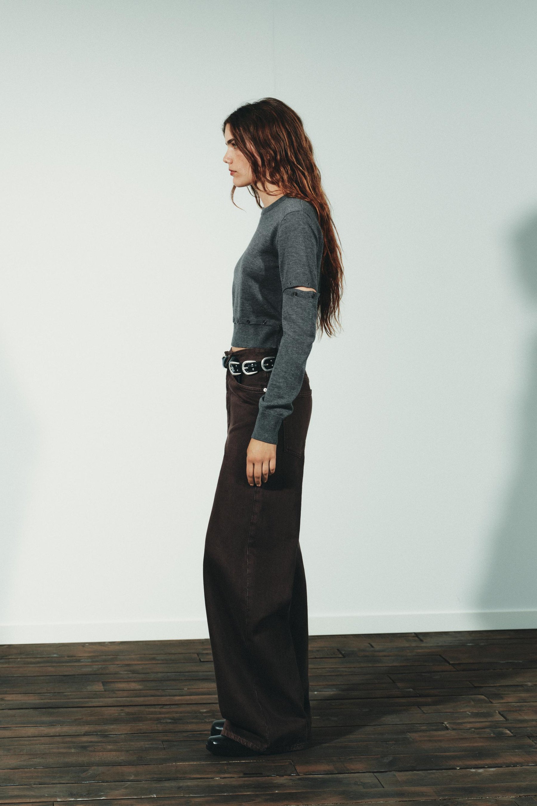 High-Waist-Jeans mit weitem Bein