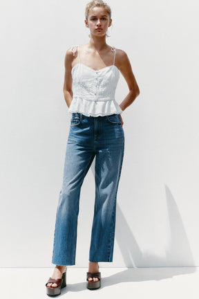 Straight Ankle High-Waist Jeans