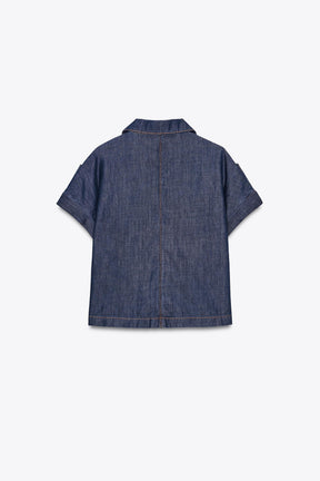 Short sleeve denim shirt