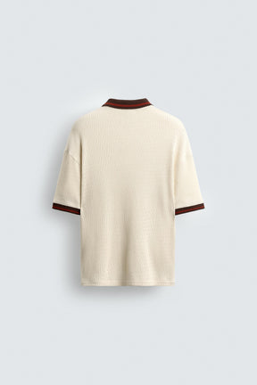 RETRO FOOTBALL TEXTURED POLO SHIRT - Image 8