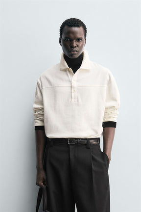 BOXY FIT TEXTURED POLO SHIRT - Image 2