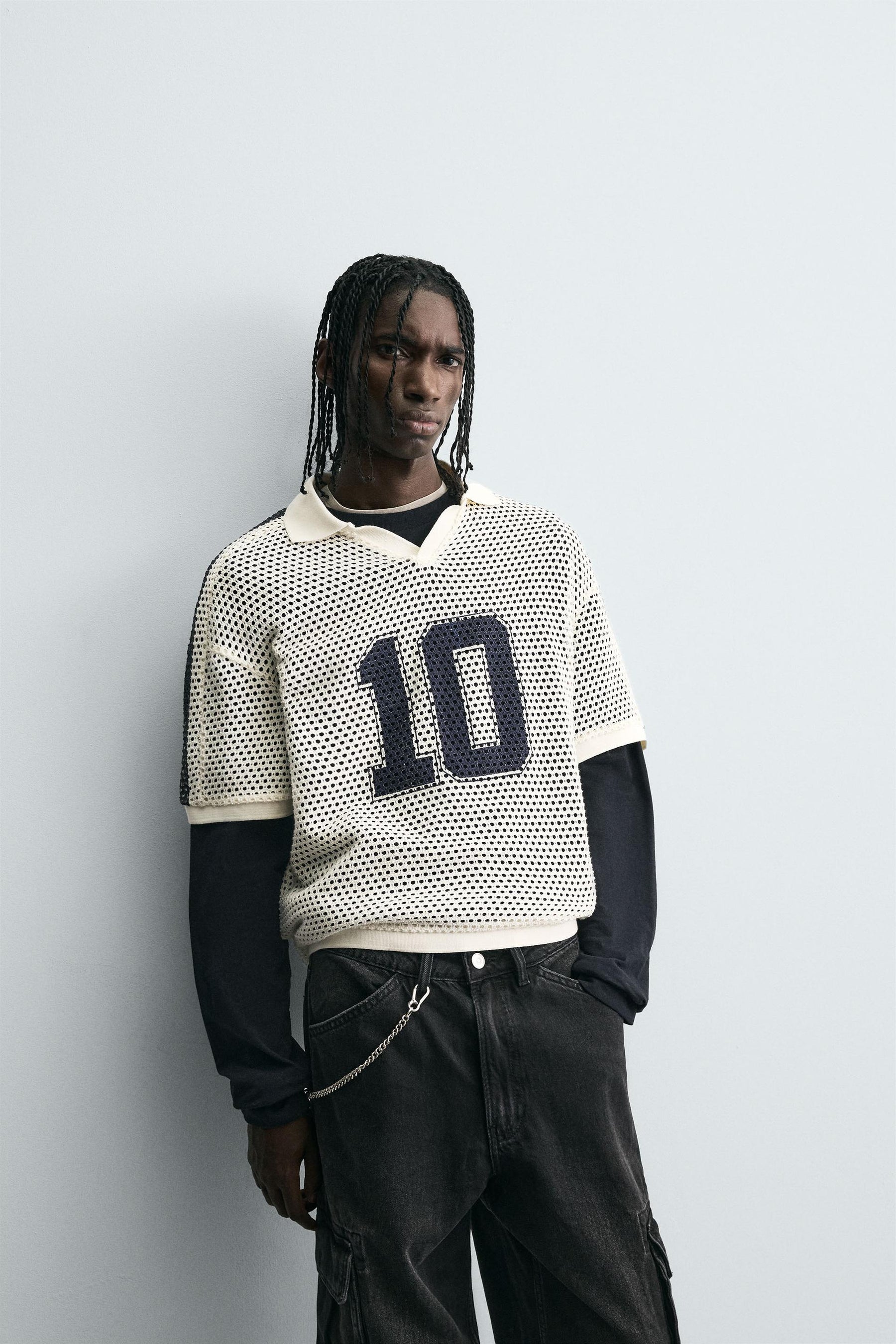 RETRO FOOTBALL OPEN-KNIT POLO SHIRT - Image 6