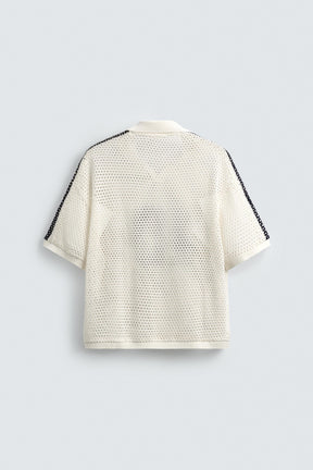 RETRO FOOTBALL OPEN-KNIT POLO SHIRT - Image 8