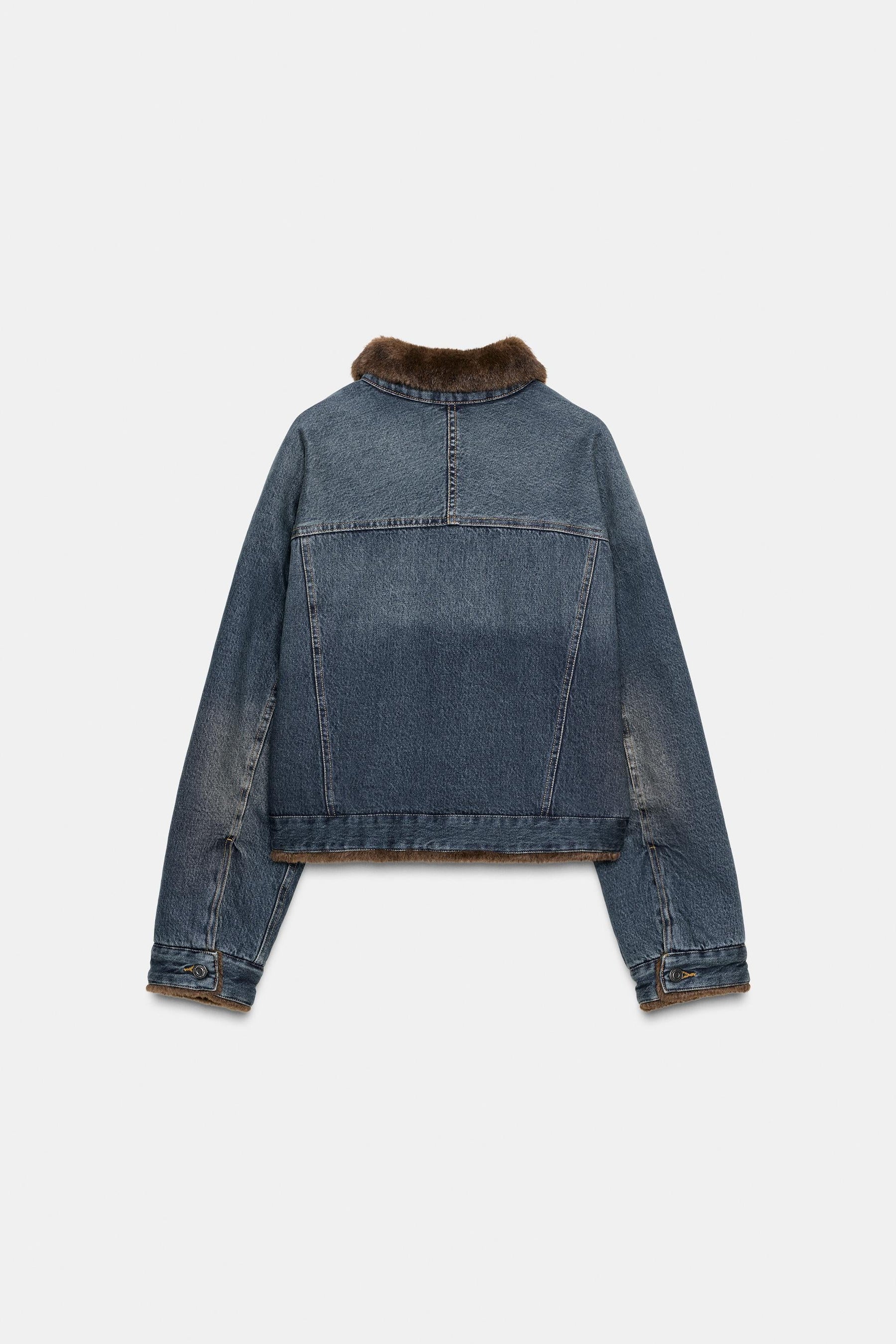 DENIM JACKET WITH FAUX FUR ZW COLLECTION - Image 3