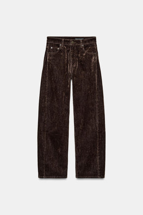 HIGH-WAIST FLOCKED BALLOON JEANS