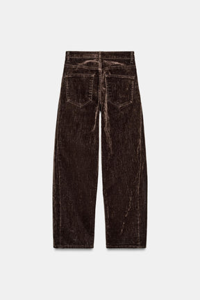 HIGH-WAIST FLOCKED BALLOON JEANS