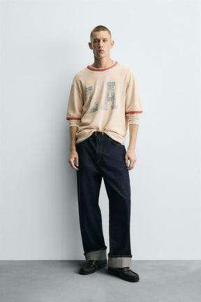 WASHED PRINTED KNIT T-SHIRT - Image 1