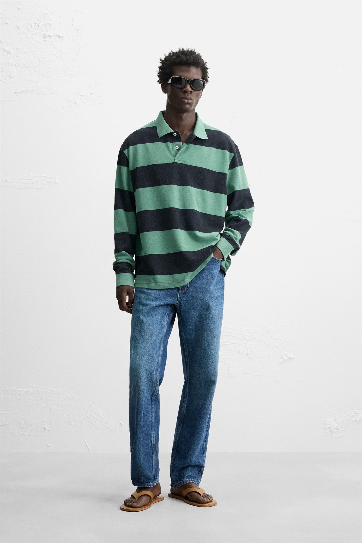 STRIPED WASHED POLO SHIRT - Image 1