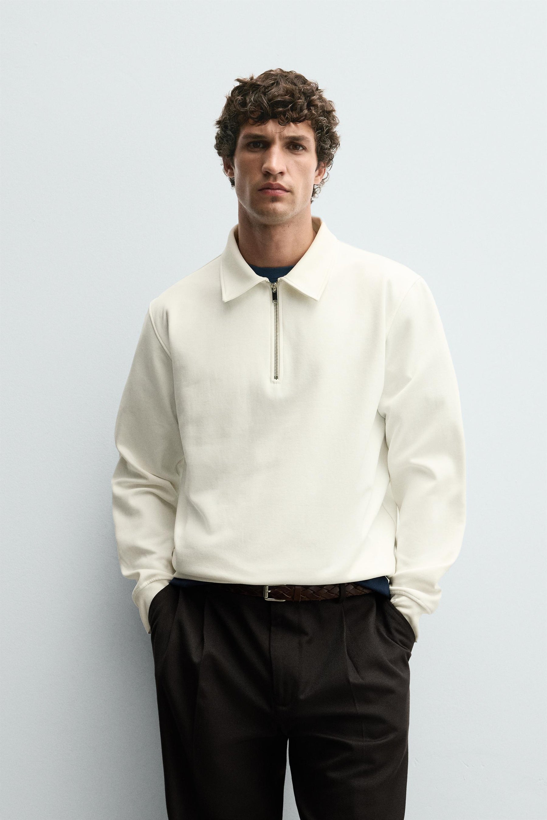 INTERLOCK POLO SWEATSHIRT WITH ZIP - Image 2
