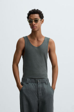 COTTON - HEMP RIBBED TANK TOP - Image 2