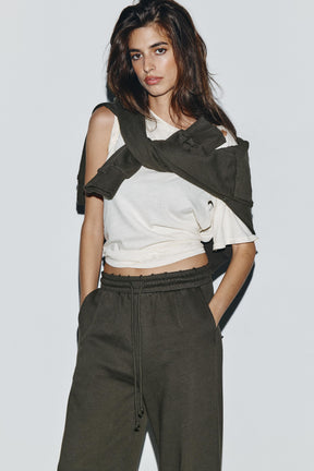 WASHED STUDDED TROUSERS