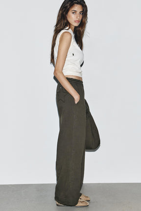 WASHED STUDDED TROUSERS