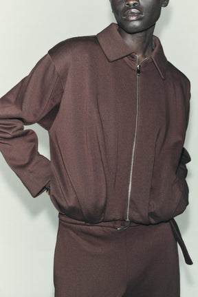 PLEATED FLEECE BOMBER