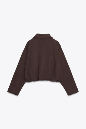 PLEATED FLEECE BOMBER JACKET - Image 5