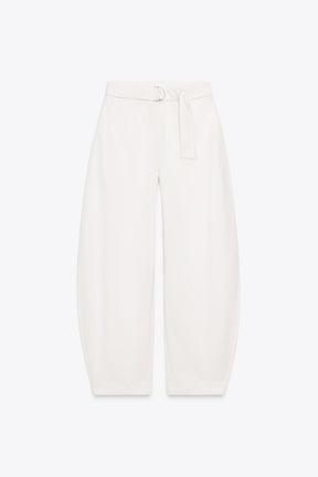 Belted Barrel Leg Trousers