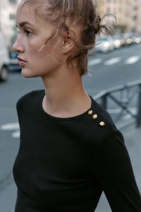 Ribbed Button-Up T-Shirt