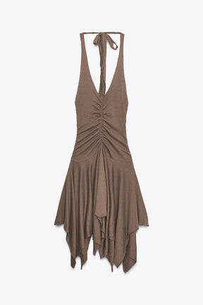Asymmetric Halter Fashion Dress