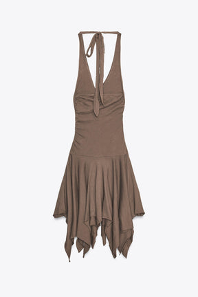 Asymmetric Halter Fashion Dress