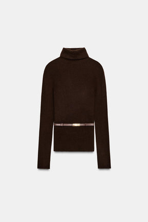 Wollpullover mit hohem Kragen
