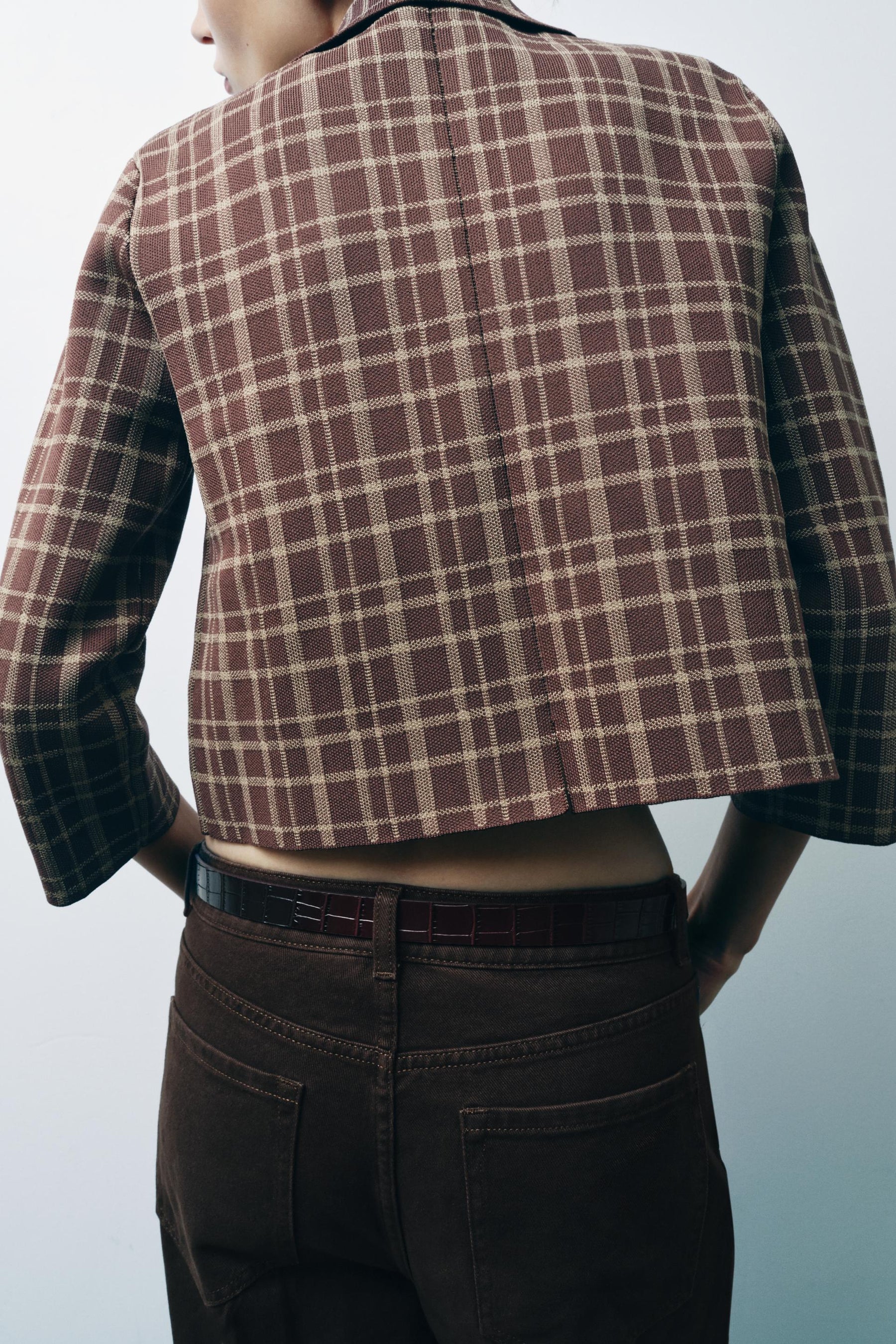 Checked Knit Cardigan