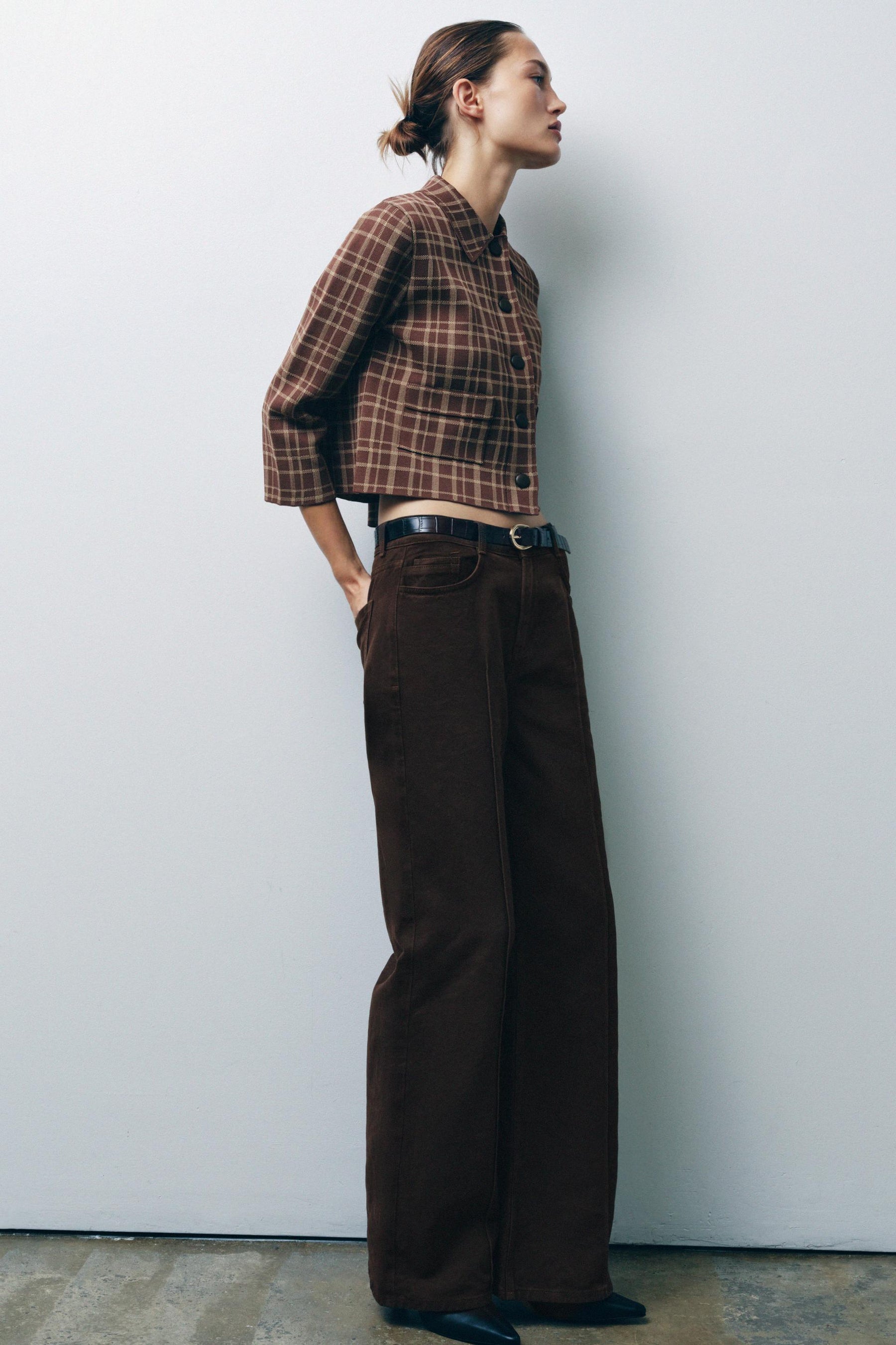 Checked Knit Cardigan